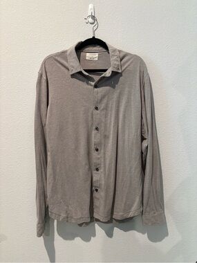 Linksoul Light Taupe Button-Up Long Sleeve Shirt Jersey knit